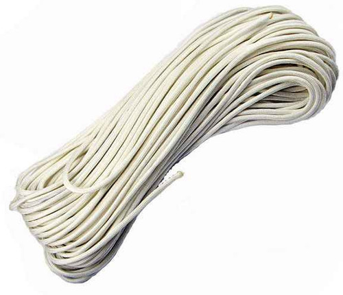 Parachute Cord. White Nylon Construction. 100 ft. length