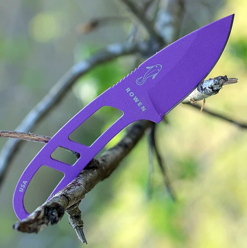 ESEE Candiru 1095 Purple Drop Point Blade Open Detail View