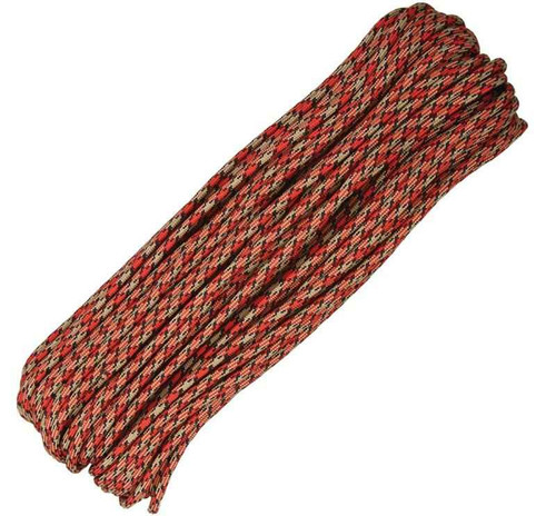 Atwood Rope MFG Parachute Cord - Mercury (Coyote Brown, Black and Red) 100 ft.