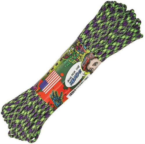 Parachute Cord Zombie - Zombie Edition. (Purple, black and neon green). 100 ft.