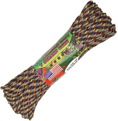 Parachute Cord Vile - Edition. (Purple, orange, black and neon green). 100 ft.