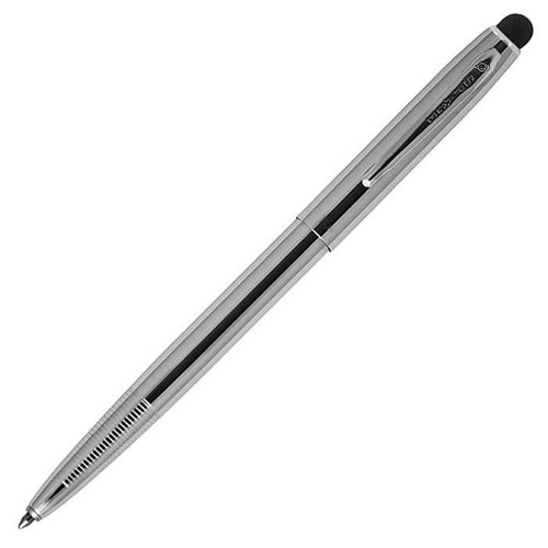 Fisher Space Pens Apollo Plastic Barrel Cap-O-Matic w Stylus Space Pen (FP820355) PR4 Black Ink, Chrome Barrel, Chrome Cap w Stylus