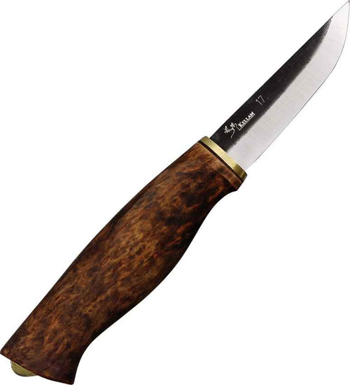 Kellam Hawk. 7 5/8" overall. 3" carbon steel blade.