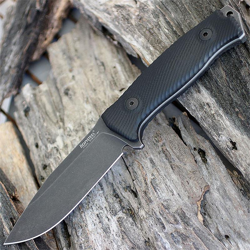 LionSteel M5 Fixed Blade, 4.5 in Stonewash Blade, Black G10 Handle