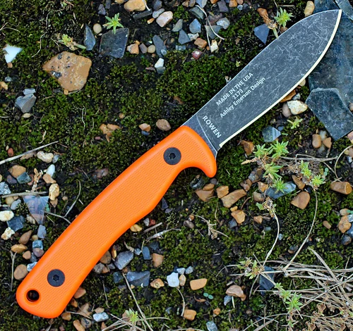 ESEE Ashley Game Knife 1095 Black Oxide Blade Open Detail View
