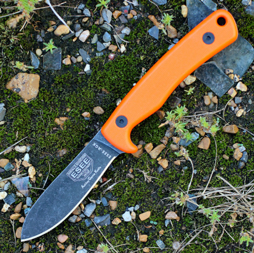 ESEE-Ashley Game Knife Fixed Blade Knife (ESEE-AGK-OR)- 3.5" Black Oxide 1095 Drop Point Blade, Orange G-10 Handle
