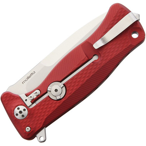 Lion Steel SR11 Red, 3.50" Sleipner SS Satin Plain Blade, Red Aluminum Handles