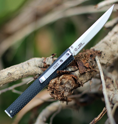 CRKT Ceo (CR7096) 3" 8Cr13MoV Satin Straight Back Plain Blade, Black Glass Reinforced Nylon Handle