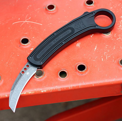 CobraTec Knives CTBK Karambit, 2.75" D2 Steel Blackwash Blade, Aluminum Handle