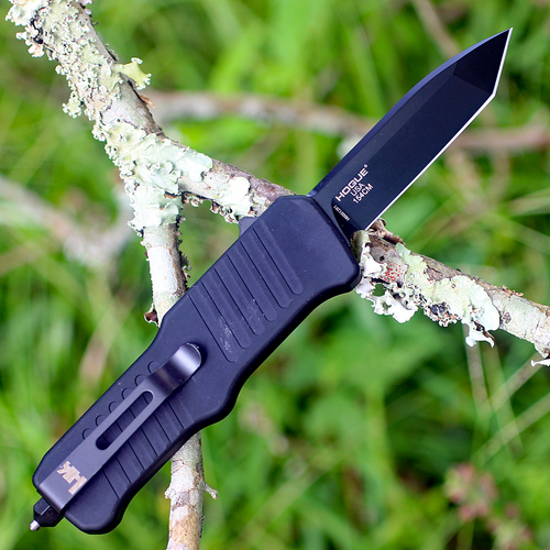 HK Mini Incursion OTF Automatic, 2.95" Black PVD Tanto Blade, Matte Black Aluminum Frame-54046