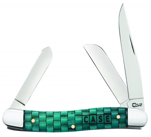 Case Medium Stockman 15503 Basket Weave Turquoise Bone Handle ( 6318 SS)