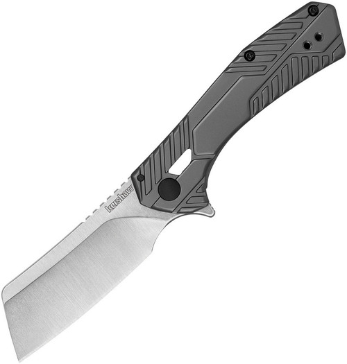 Kershaw Static 3445 cleaver folding knife profile view showing satin 8Cr13MoV blade.