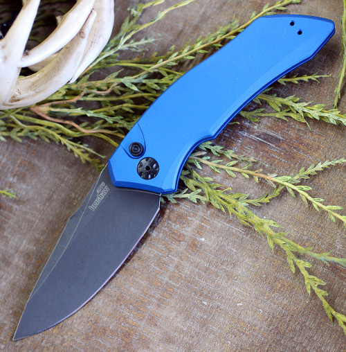 Kershaw Launch 1 KS7100BLUBW, 3.4" CPM154 Blackwash Finish Blade, Black Anodized Handle,
