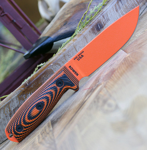 ESEE-4 3D Handle Fixed Blade Knife (ESEE-4POR-006)- 4.50" Orange 1095 Drop Point Blade, Orange and Black 3D Handle