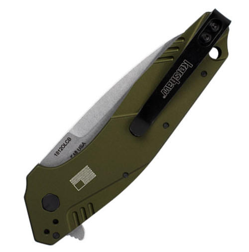 Kershaw Dividend A/O with Flipper KS1812OLCB, 3" CPM Composite Blade, Olive Aluminum Handle