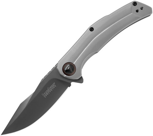 Kershaw Believer 2070 assisted opening knife profile view showing 3.25 inch gray PVD blade.