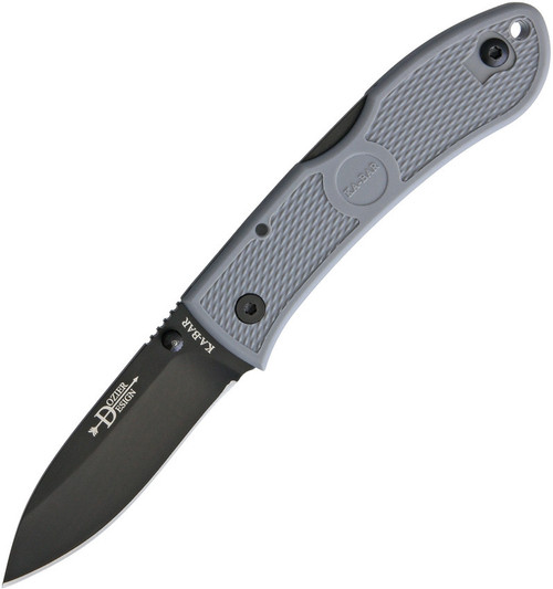 Ka-Bar Dozier Folding Hunter, Grey KA4062GY, 3" AUS 8A Stainless Steel Plain Blade, Grey Zytel Handle