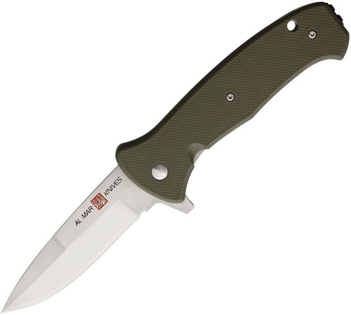 Al Mar S.E.R.E. 2020 Liner lock A/O AMK2210 - 3.6" 8Cr13MoV SS Plain Blade, OD Green FRN Handle