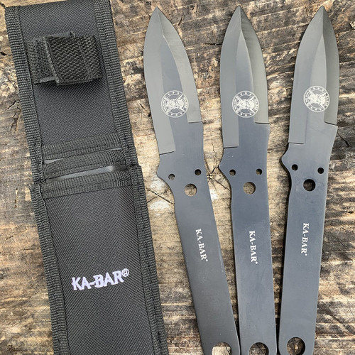 Ka-Bar Throwing Knife Set KA1121, 4" 3Cr13 Plain Blades, 3Cr13 Handle