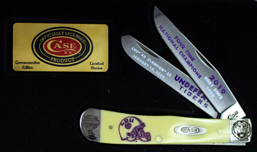 Case LSU19-CATY Trapper Gift Set, LSU Yellow Synthetic Handle (3254 SS)