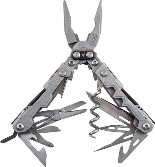 SOG PL1001CP PowerLitre Multi-Tool, Bead Blast, 17 Tools