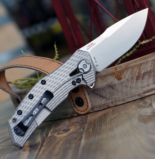 Zero Tolerance 0308 Framelock Folder, 3.75" CPM-20CV Stonewash Drop Point Plain Blade, Coyote Brown G-10 Handle