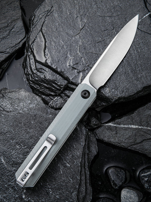 CIVIVI Exarch Folding Knife (C2003A)- 3.22" Satin D2 Drop Point Blade, Gray G-10 Handles
