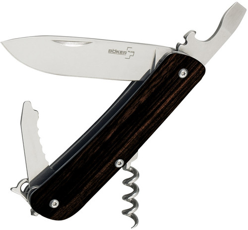 Boker Plus Tech Tool 2 (BOP01BO846) 2.75" Sandvik 12C27 Satin Drop Point Plain Blade, Ebony Wood Handle