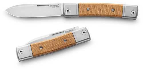 LionSteel Bestman BM2CVN Slip Joint, 2.80" M390 Steel Drop Point Blade, Natural Canvas Micarta Handle