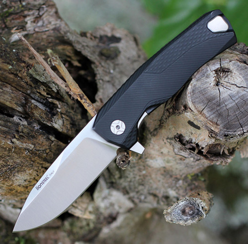 LionSteel ROK Aluminum-Black ROKABS, 3.27" M390 Stain Blade, Aluminum Handle