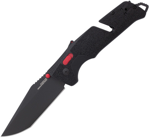 SOG 11120457 Trident MK3 AT-XR 3.75 " D2 Tanto Plain Edge, Black and Red GRN Handles