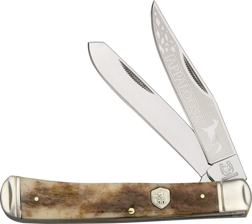 Rough Ryder Trapper, RR1406, Brown Appaloosa Bone Handle