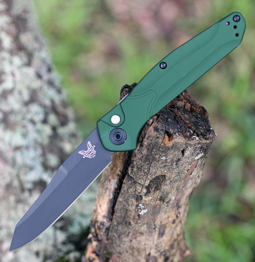 Benchmade 9400 Auto Osborne, 3.40" CPM-S30V Black Plain Blade, Green Aluminum Handle