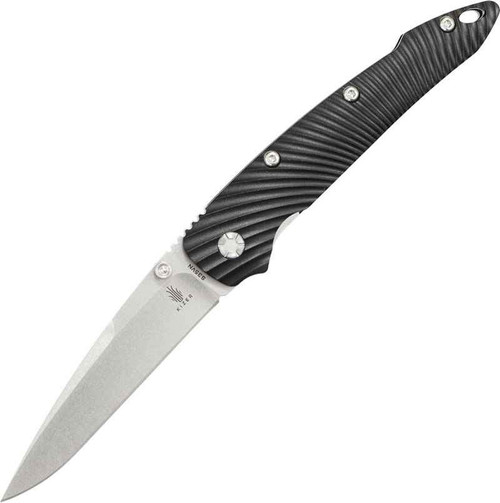 Kizer Cutlery Sliver Sunburst (KI4419A4) 3.5" CPM-S35VN Stonewashed Drop Point Plain Blade, Black Aluminum Handle