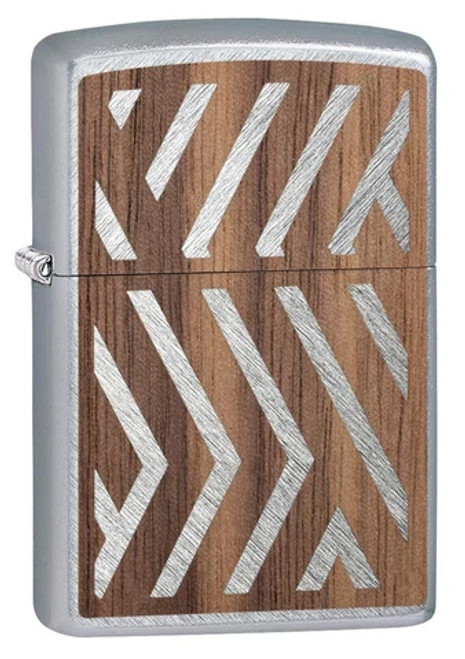 Zippo 29900 Woodchuck USA Brushed Chrome w/Cedar Emblem Attached