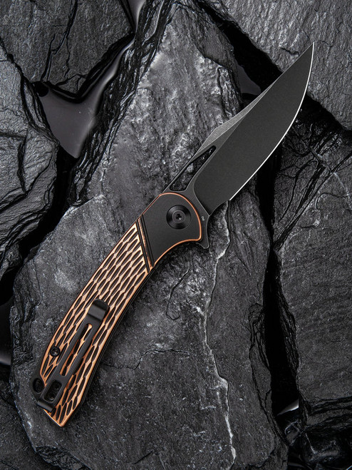 CIVIVI Dogma Folding Knife (C2005F)-3.46" Blackwash D2 Clip Point Blade, Black Polished Copper Handle