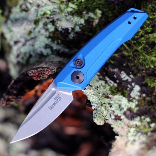 Kershaw Launch 9 Automatic Knife (7250BLUSW)- 1.80" Stonewashed CPM-154 Drop Point Blade, Blue Aluminum Handle