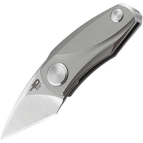 Bestech Tulip (BT1912A) 1.34" Bohler M390 Satin w/ Stonewashed Flats Tanto Plain Blade, Grey Titanium Handle