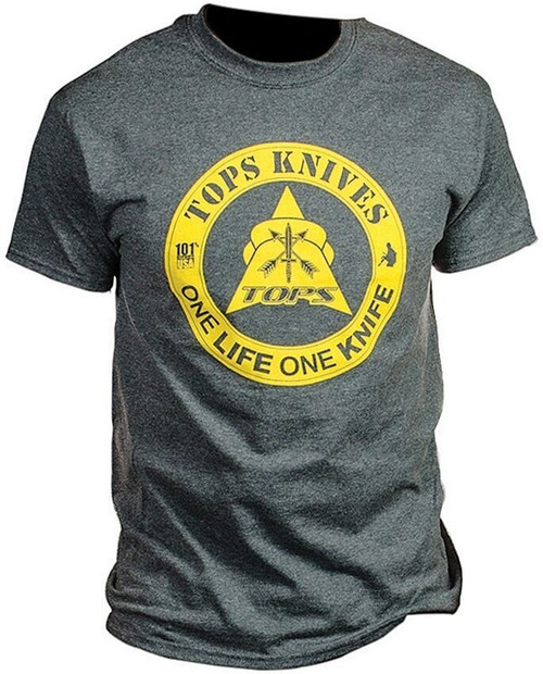 Tops Knives One Life T-Shirt- Charcoal Heather, Medium