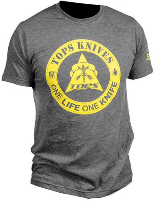 Tops Knives One Life T-Shirt- Charcoal, XXL