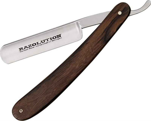 Simba Tec Razolution Straight Razor. 6 1/4" closed. 3" carbon steel razor blade. Rosewood handles.