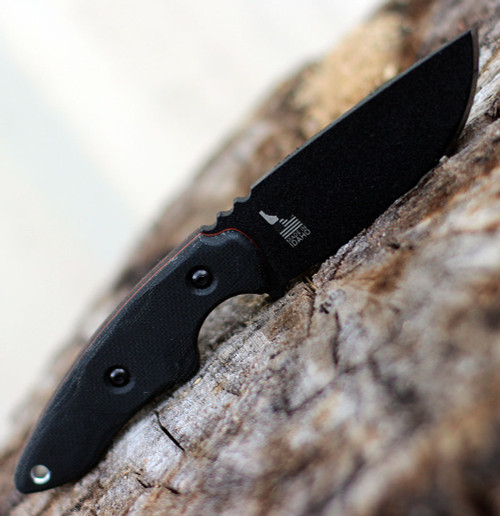 TOPS Knives 3 Pointer Black Canvas 3PR-01, 3.13" 1095 Carbon Steel Black Blade, Black Canvas Handle