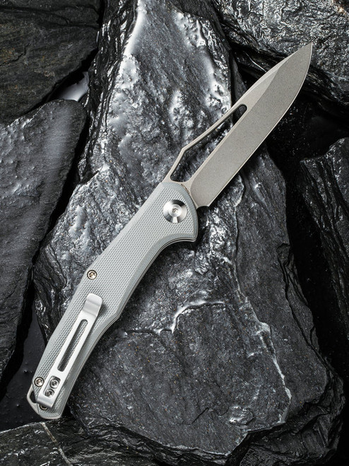 CIVIVI Fracture Folding Knife (C2009B)- 3.35" Stonewashed 8Cr14MoV Drop Point Blade, Gray G-10 Handles