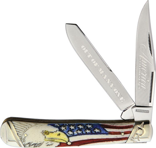 Rough Ryder Trapper Flag and Eagle bone pocket knife