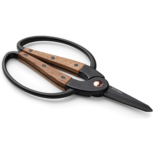 BareBones Living Small Scissors (BARE059) 2" Black Stainless Steel Blades, Walnut and Black Stainless Steel Handles