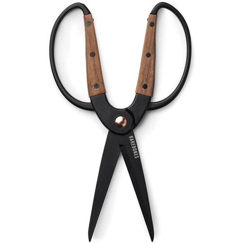 BareBones Living Large Scissors (BARE058) 4" Black Stainless Steel Blades, Walnut and Stainless Steel Handle