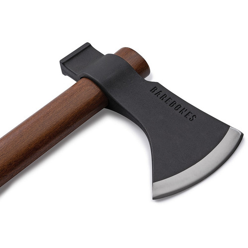 BareBones Living Field Hatchet (BARE2120) 6.25" Black Coated 1055 High Carbon Steel Axe Head w/ 4" Cutting Edge, Beechwood Handle, Gray Polyester Belt Sheath