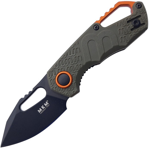 MKM - Maniago Knife Makers Isonzo Black Coated Clip Point Blade, OD Green FRN Handle