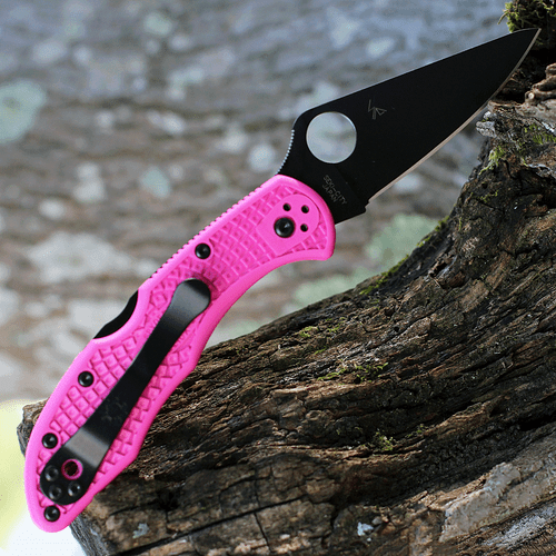 Spyderco Delica 4 FRN Pink C11FPPNS30VBK, 2.90" CPM S30V Black Plain Blade, Pink FRN Handle