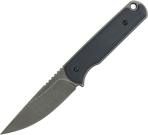 Ferrum Forge Knife Works The Lackey Fixed Blade , 2.88" D2 Stonewashed Plain Blade, Black G10 Handle